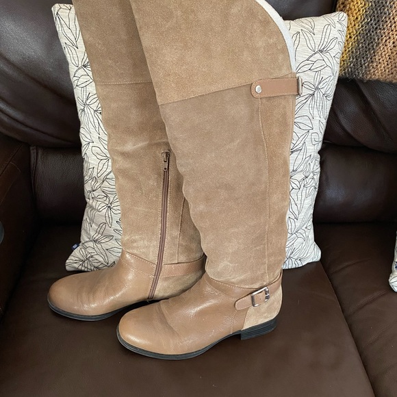 Naturalizer wide calf suede and leather over the knee boots - Picture 2 of 8
